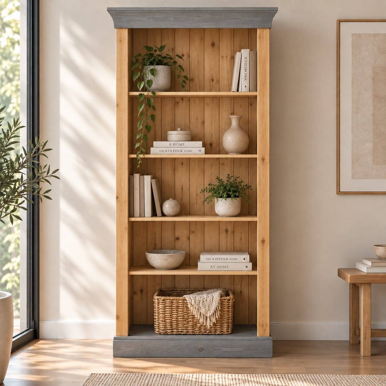 202 cm hohes Landhaus Bücherregal zweifarbig - Eshelas