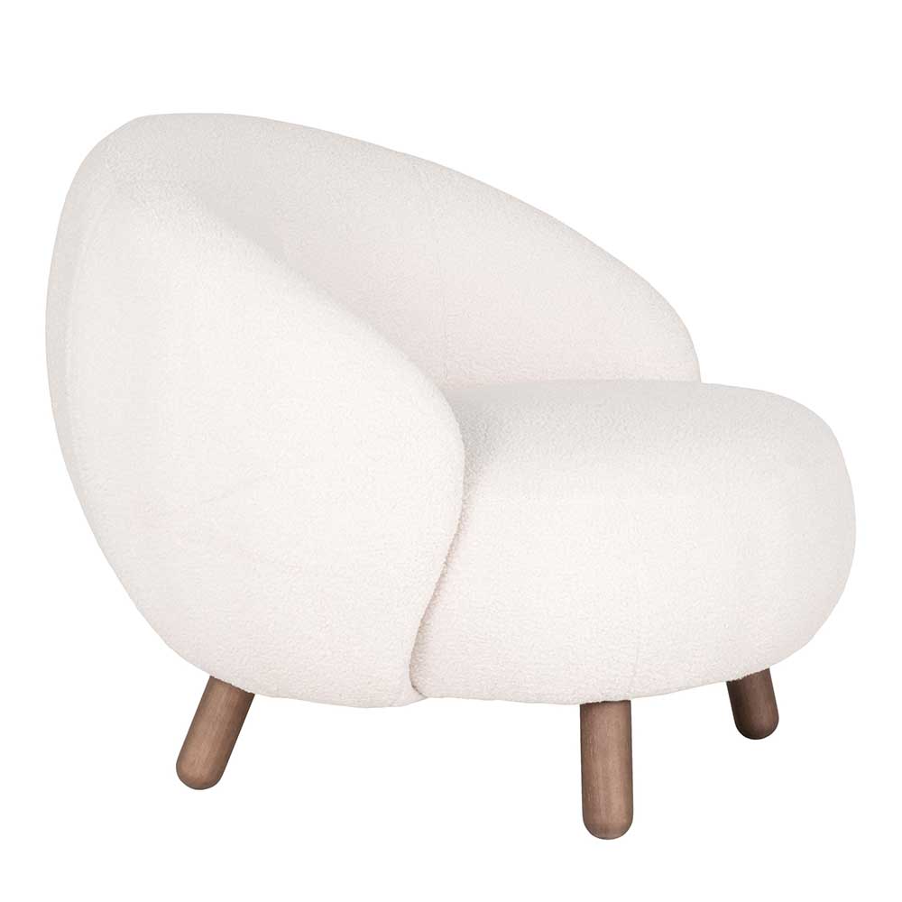 Design Sessel in Offwhite Lammfell Stoff - Tirol