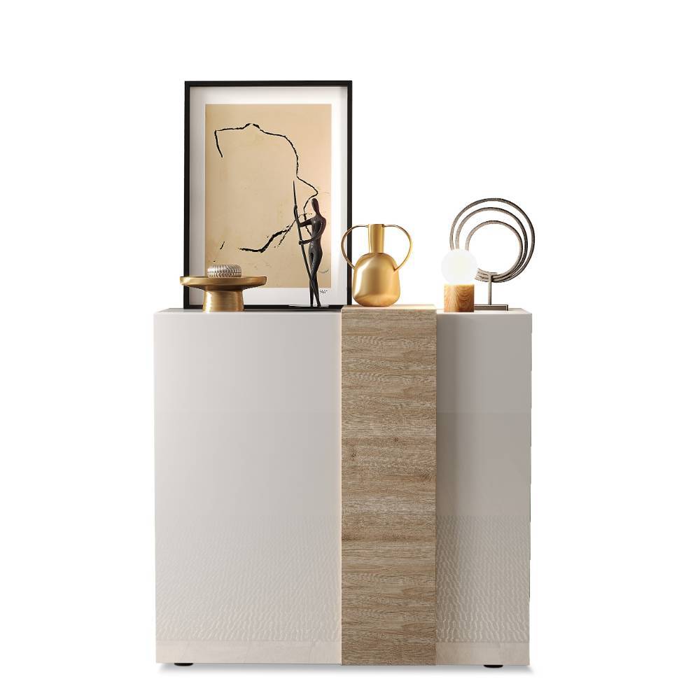 Highboard in Weiß und Wildeiche Optik - Tabea