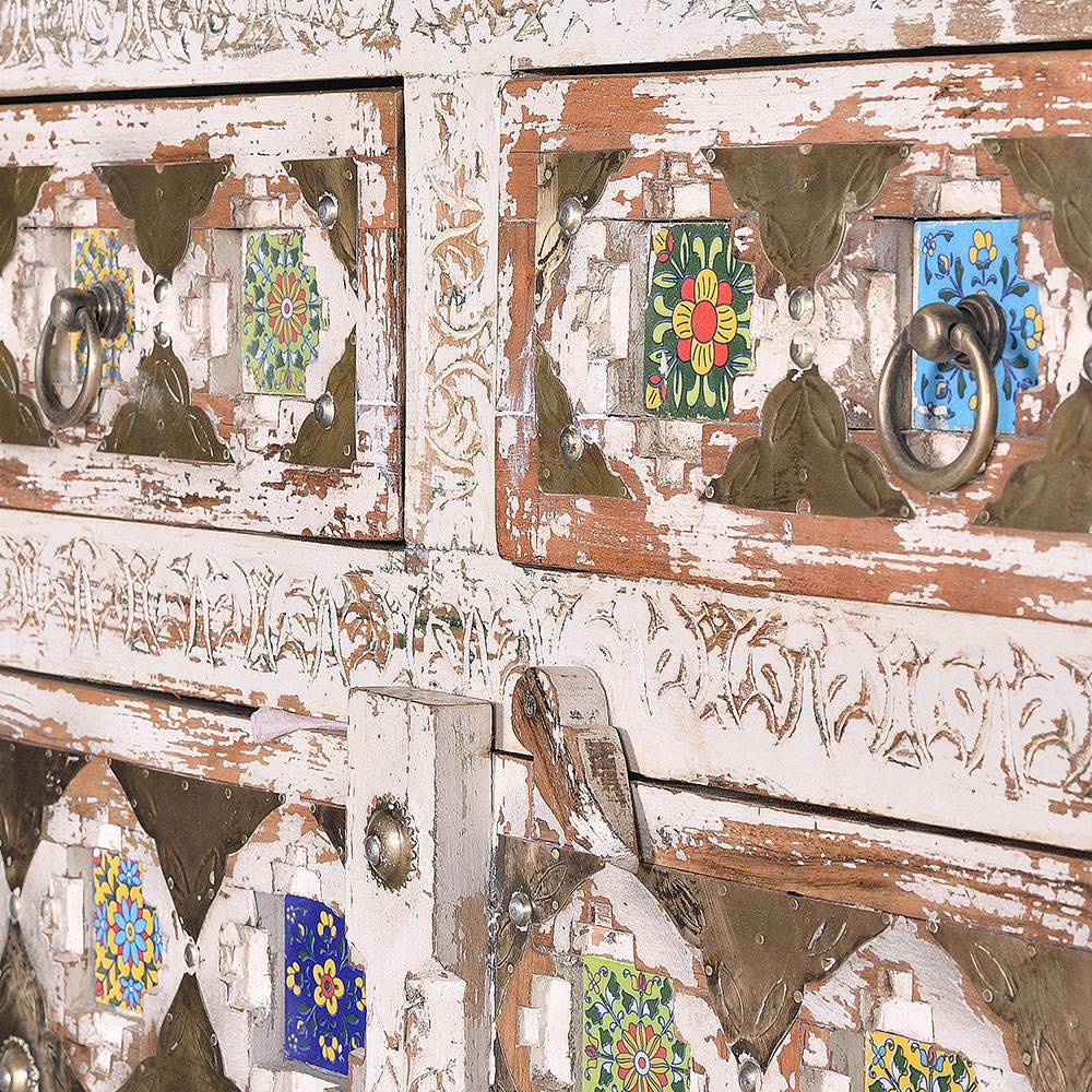 Shabby Chic Wohnzimmerschrank in Antikweiß - Mirell
