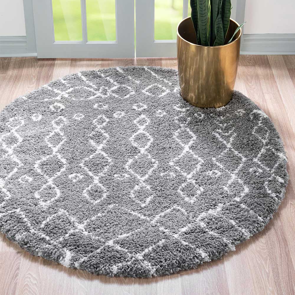 Teppich mit 150 cm Durchmesser in Grau & Creme - Ossana