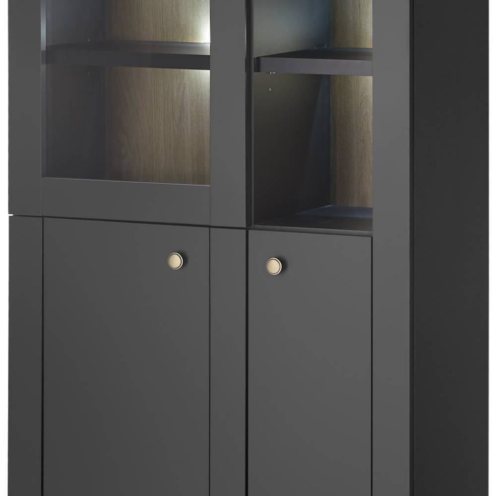 Modern Country Vitrine in Mattschwarz - Lulumo