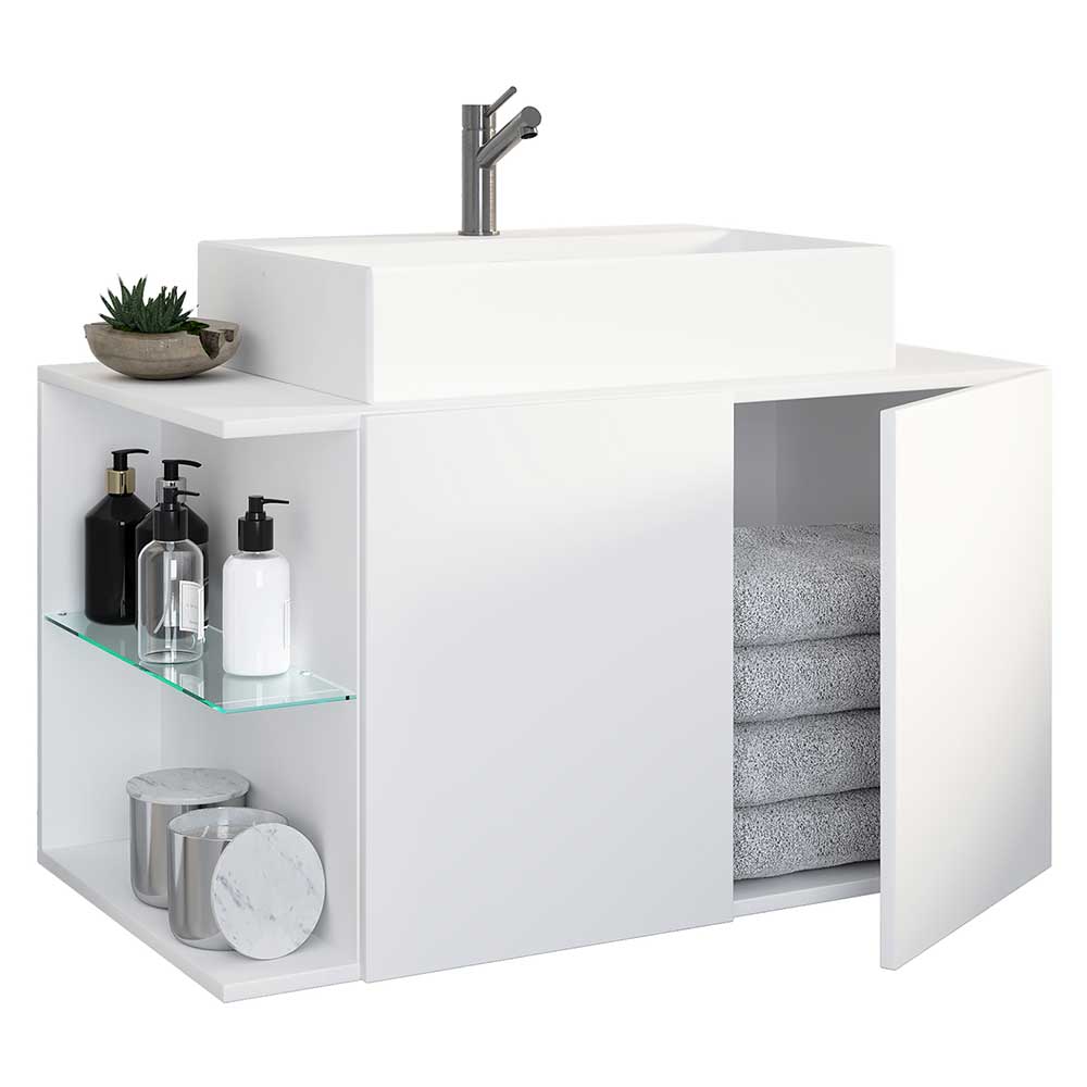 Hängende Badezimmer-Möbel in Weiß - Ziovarica (vierteilig)
