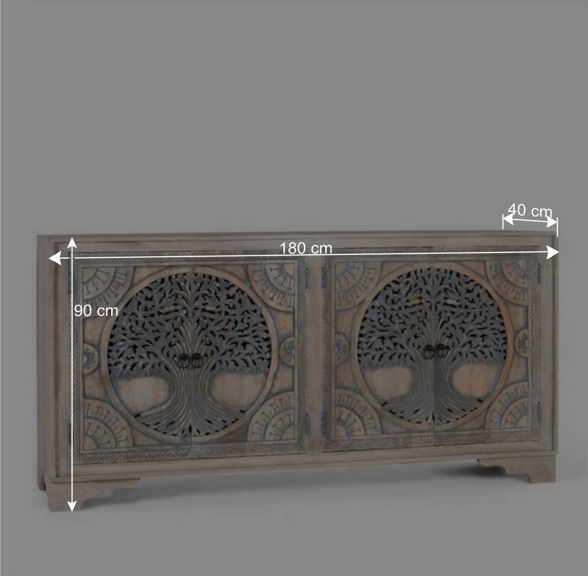 Boho Sideboard mit Lebensbaum Schnitzerei - Stamforts