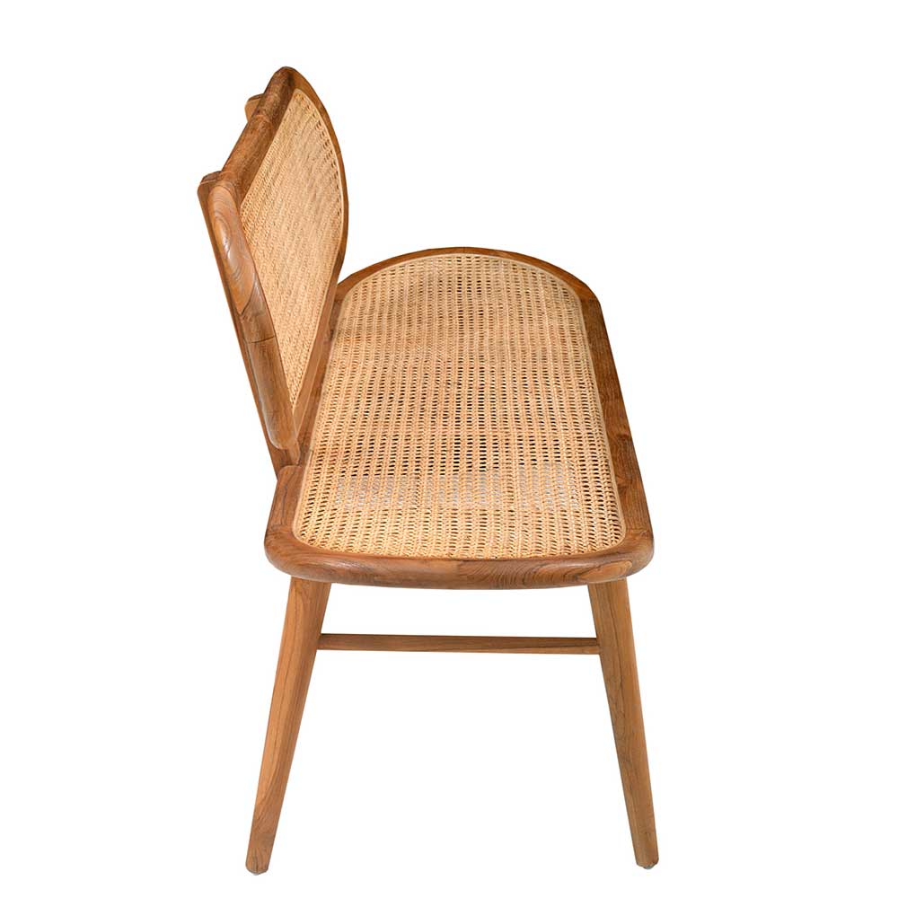 Teak Wohnraum Bank mit Wiener Geflecht - Feliana