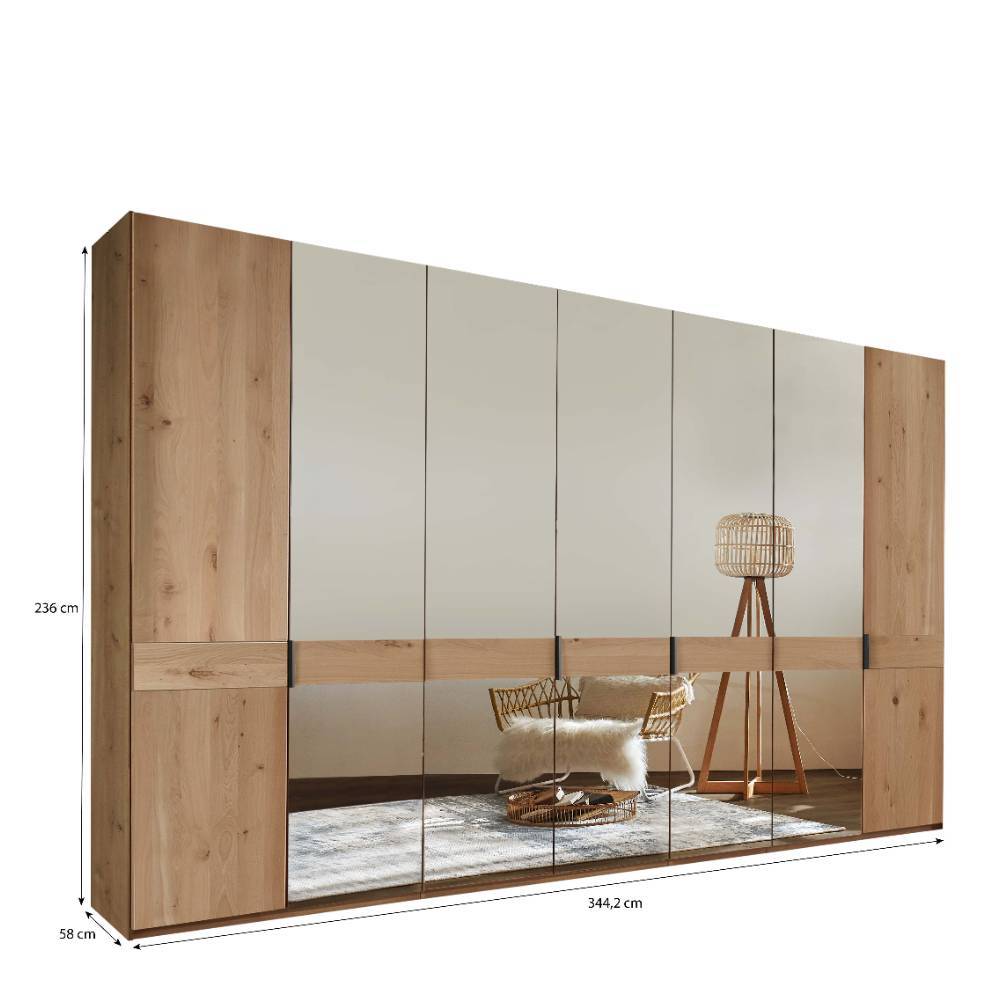 7-türiger Kleiderschrank in Eiche Bianco - Yanicas