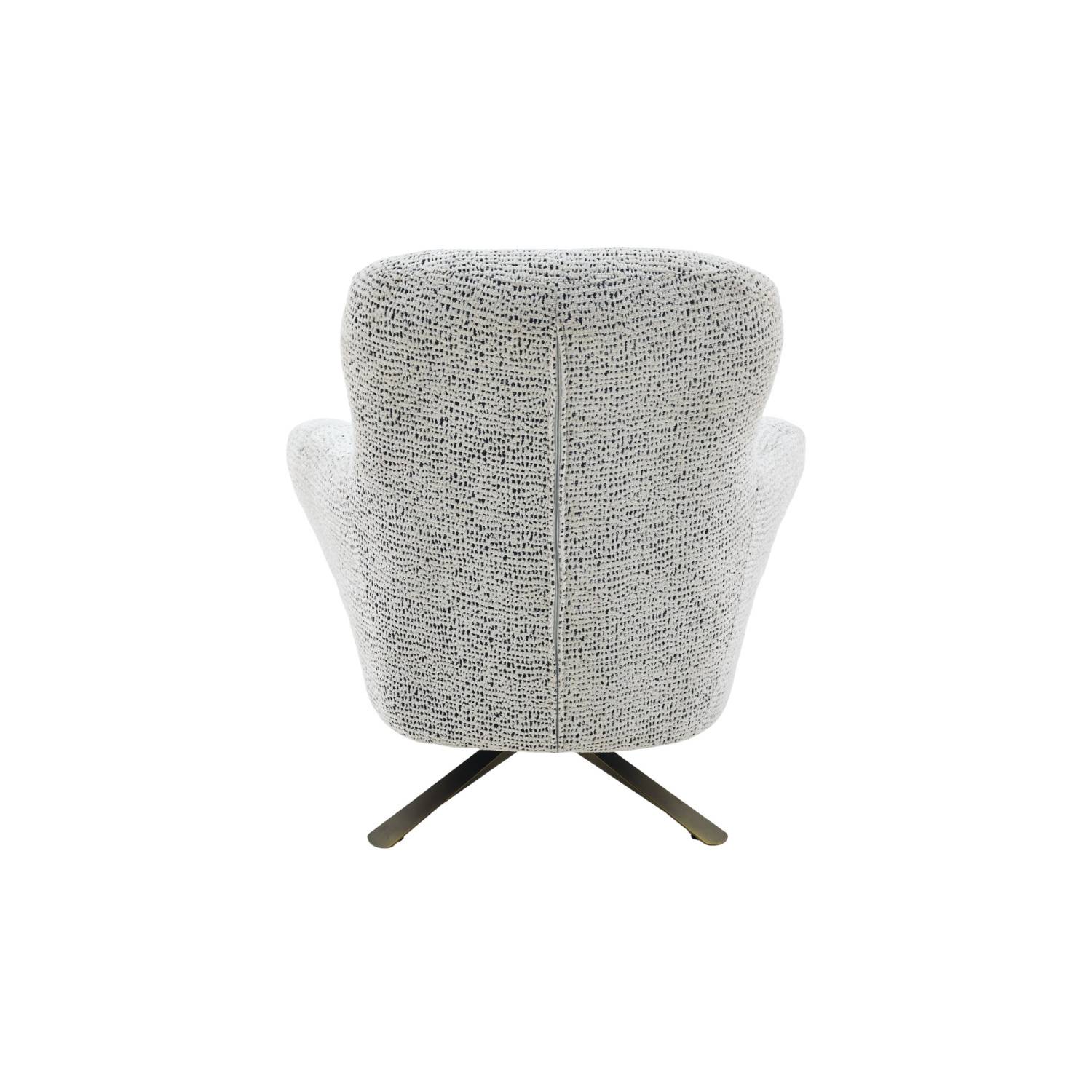 Polstersessel in Beige mit strukturierter Oberfläche und schwarzem Sternfuß von hinten – More