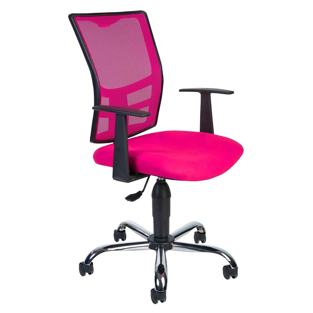 Ergonomischer Bürostuhl in Pink & Schwarz & Chrom - Alan