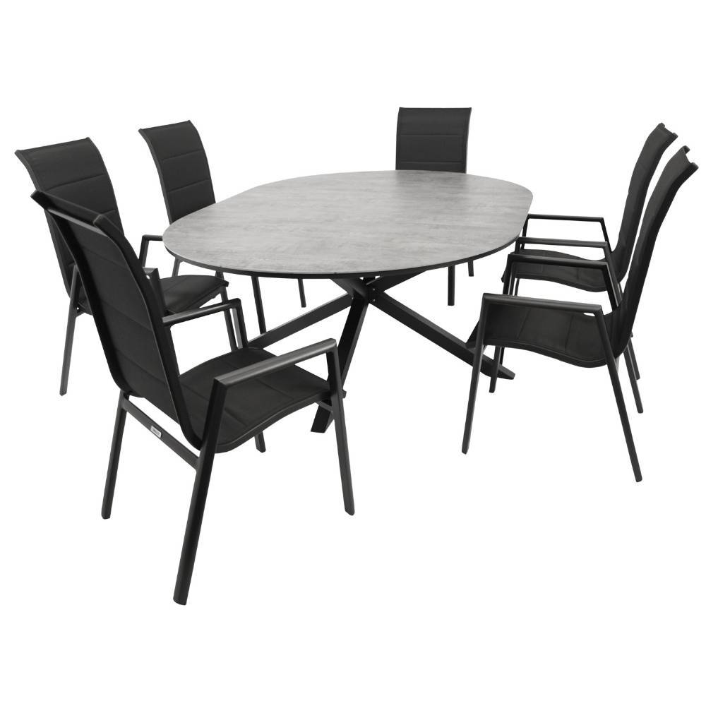 Garten-Ausziehtisch und Gartensessel Set - Vamistado (siebenteilig)