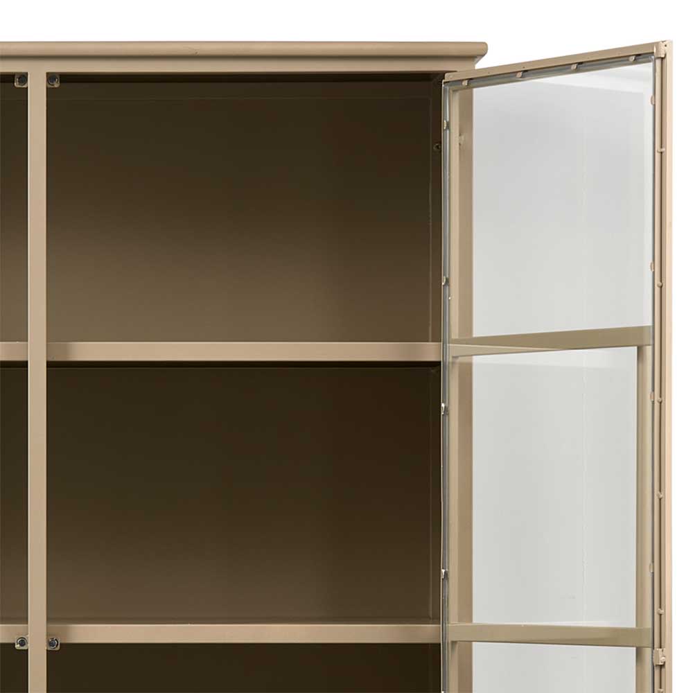 Metall Vitrinenschrank in Khaki - Gabadoza