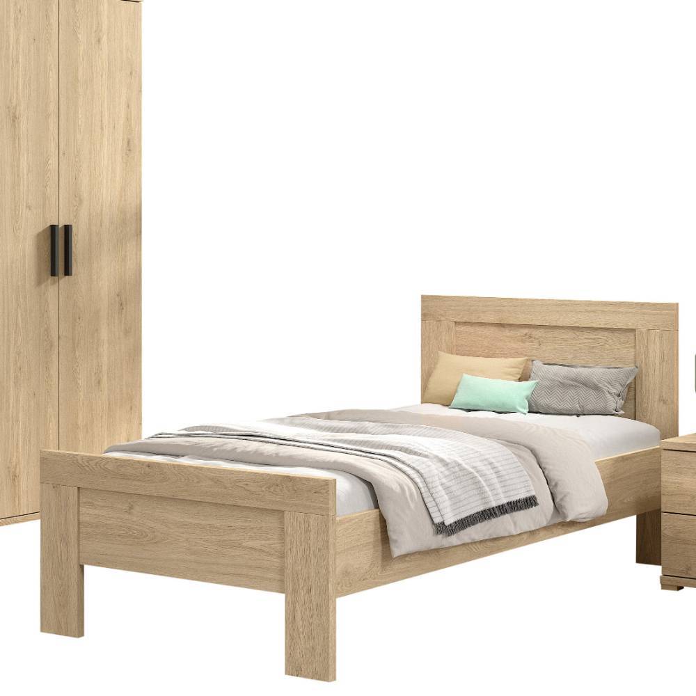Einzelbett in Eiche Holzoptik mit hohem Kopfteil für das Jugendzimmer – Choice