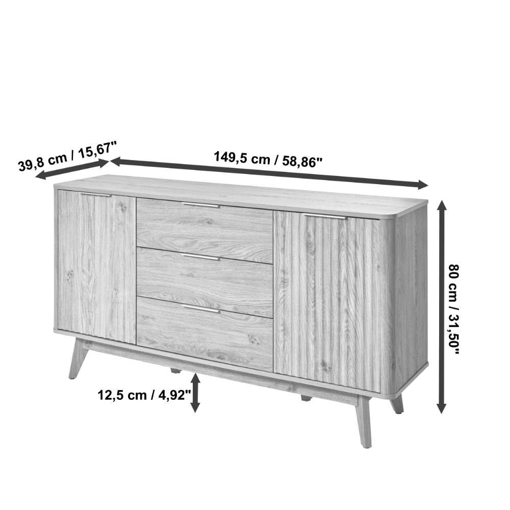 Kombi-Sideboard in Eiche Optik - Standing