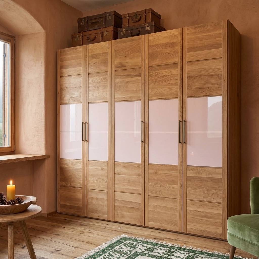 5-türiger Kleiderschrank aus Massivholz - Zaisan