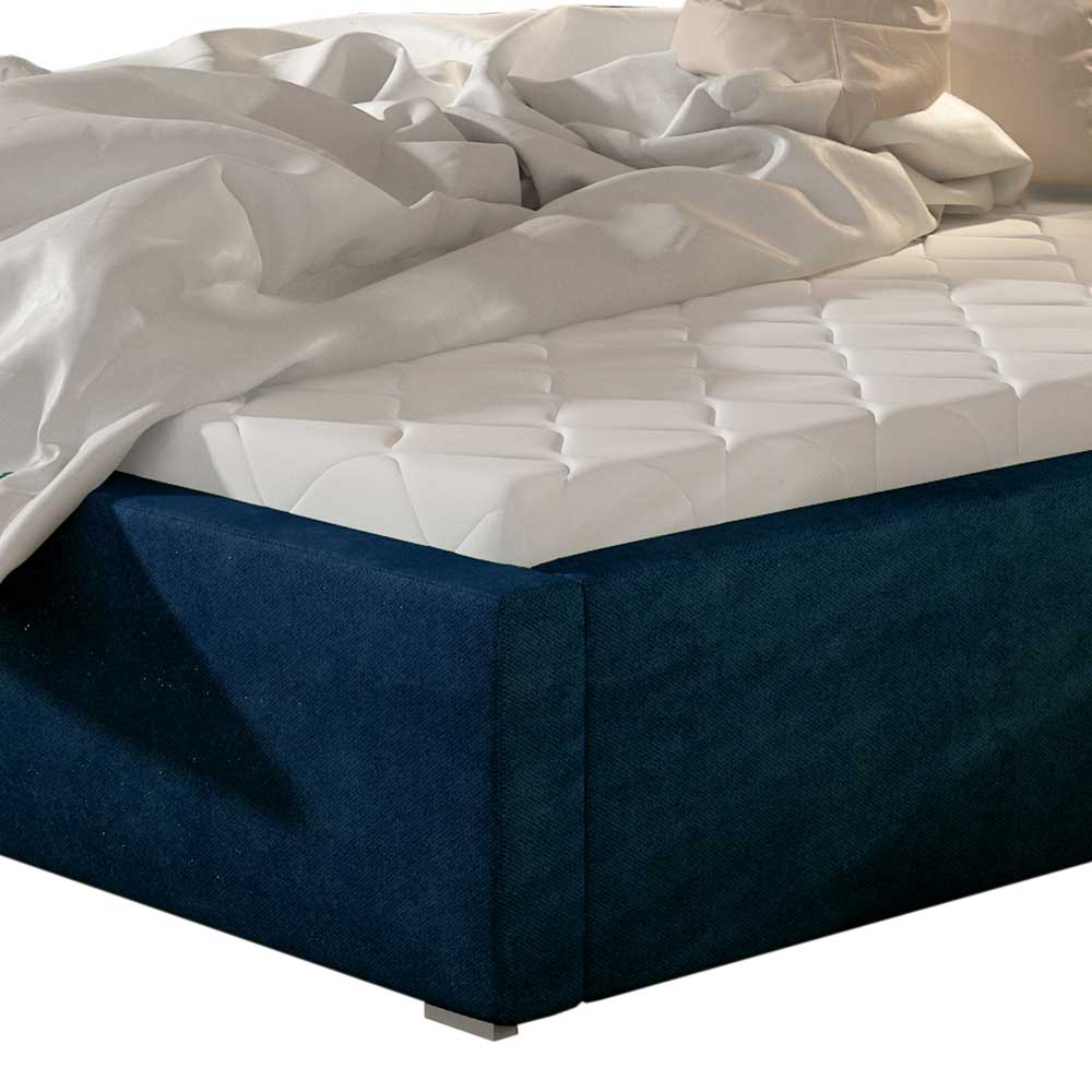 Gepolstertes Bett aus Velours Dunkelblau - Dorisa