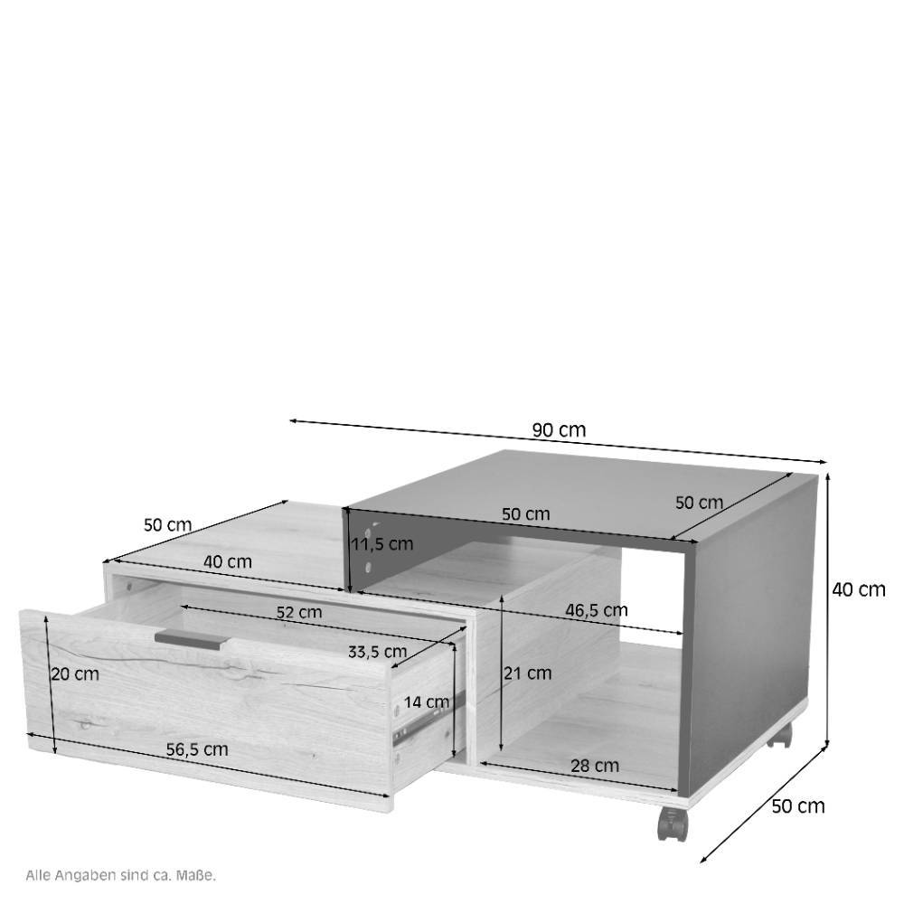 Design-Couchtisch in Eiche Dekor und Schwarz - Lanta