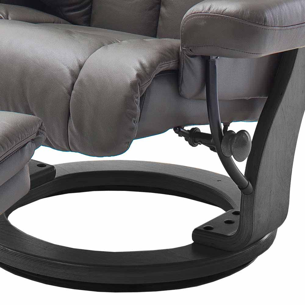 Leder Sessel bis 180 kg belastbar mit Hocker Kusmana in Schlammfarben (zweiteilig)