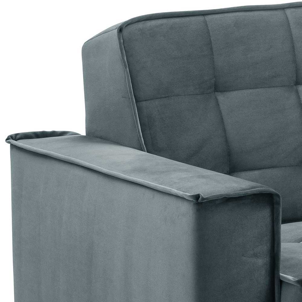 Blaugraue Couch aus Samtvelours - Lymeca