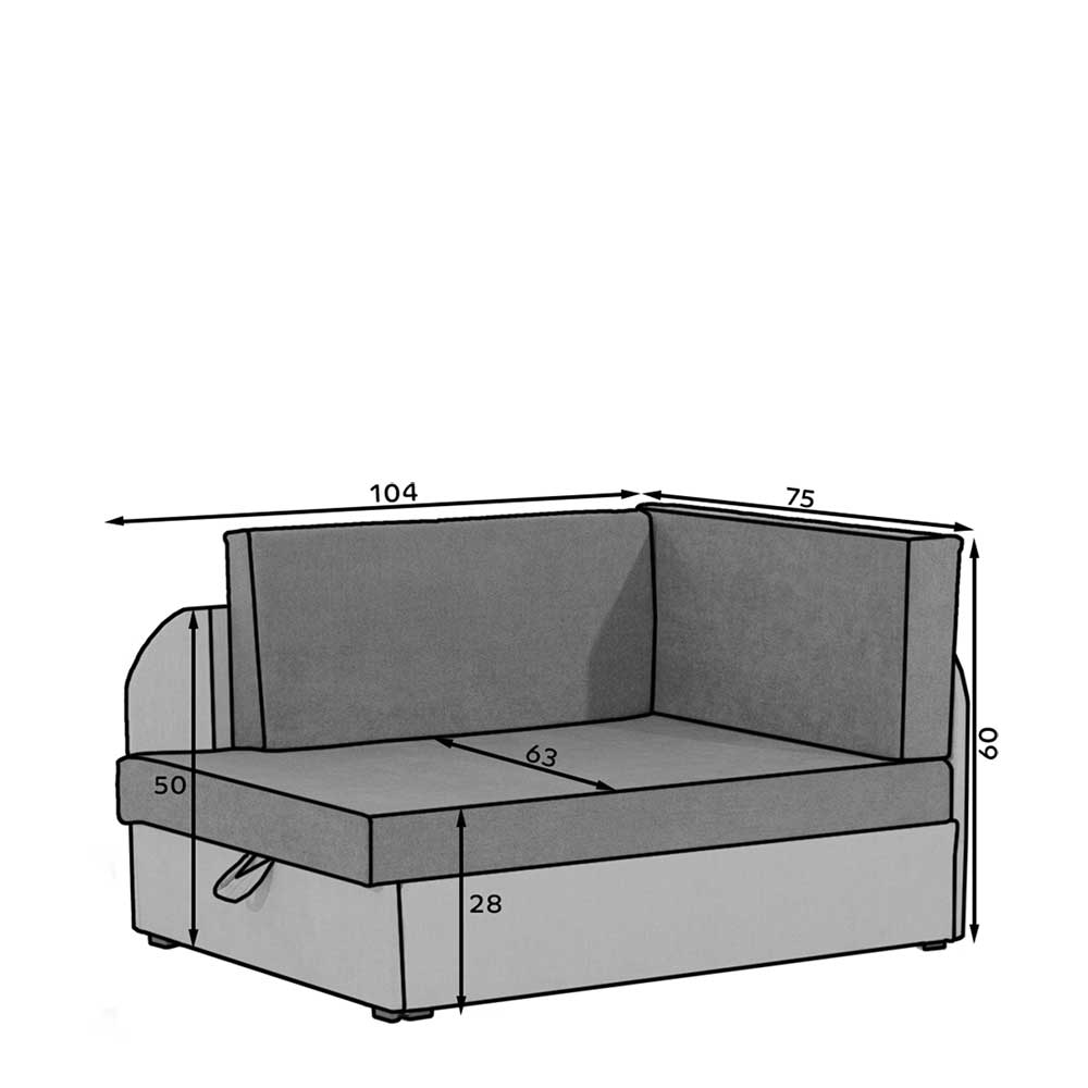 Bettcouch in Hellrosa und Hellgrau - Contreros