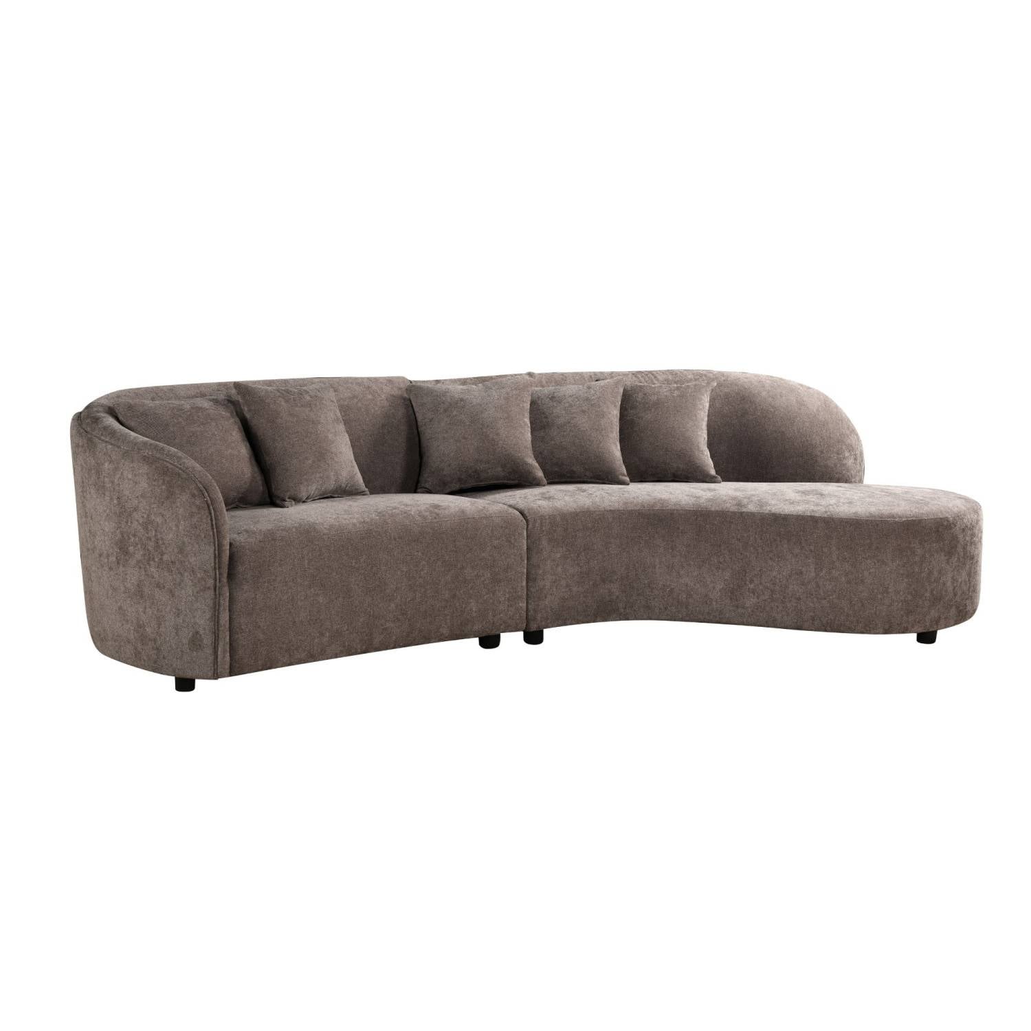 Taupe Rundsofa aus Strukturstoff - Ashela