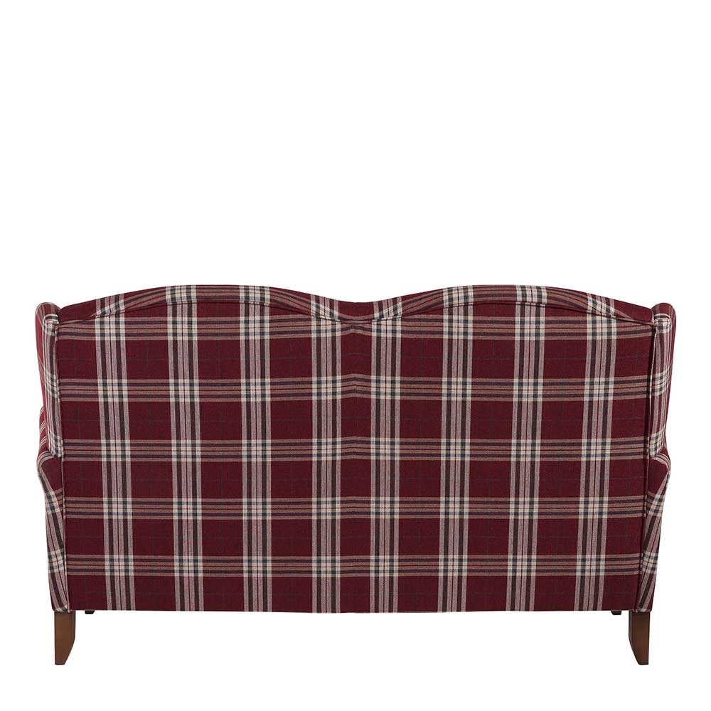 Hintere Ansicht vom Landhaus Küchensofa in Rot mit elegantem Karomuster – Matieu