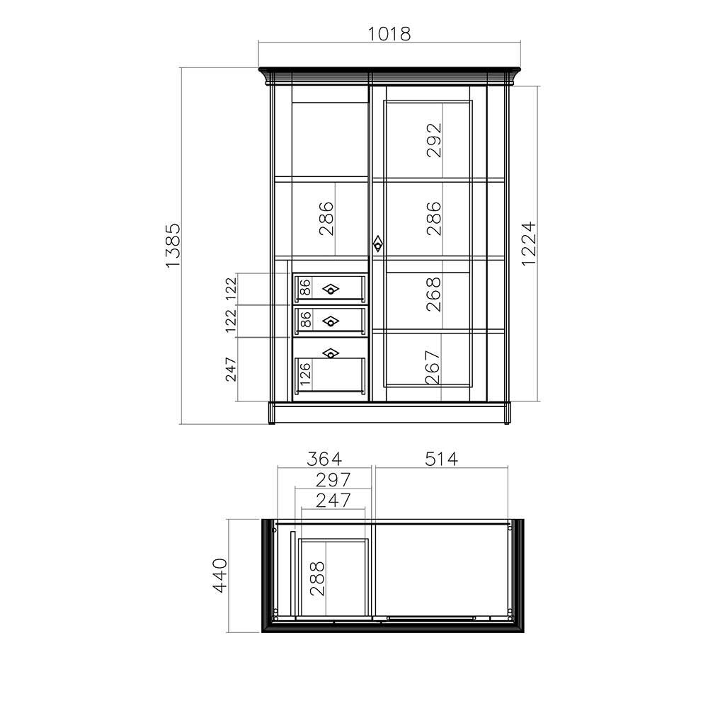Landhaus Möbel Kombination für Wohnzimmer - Diatara (vierteilig)