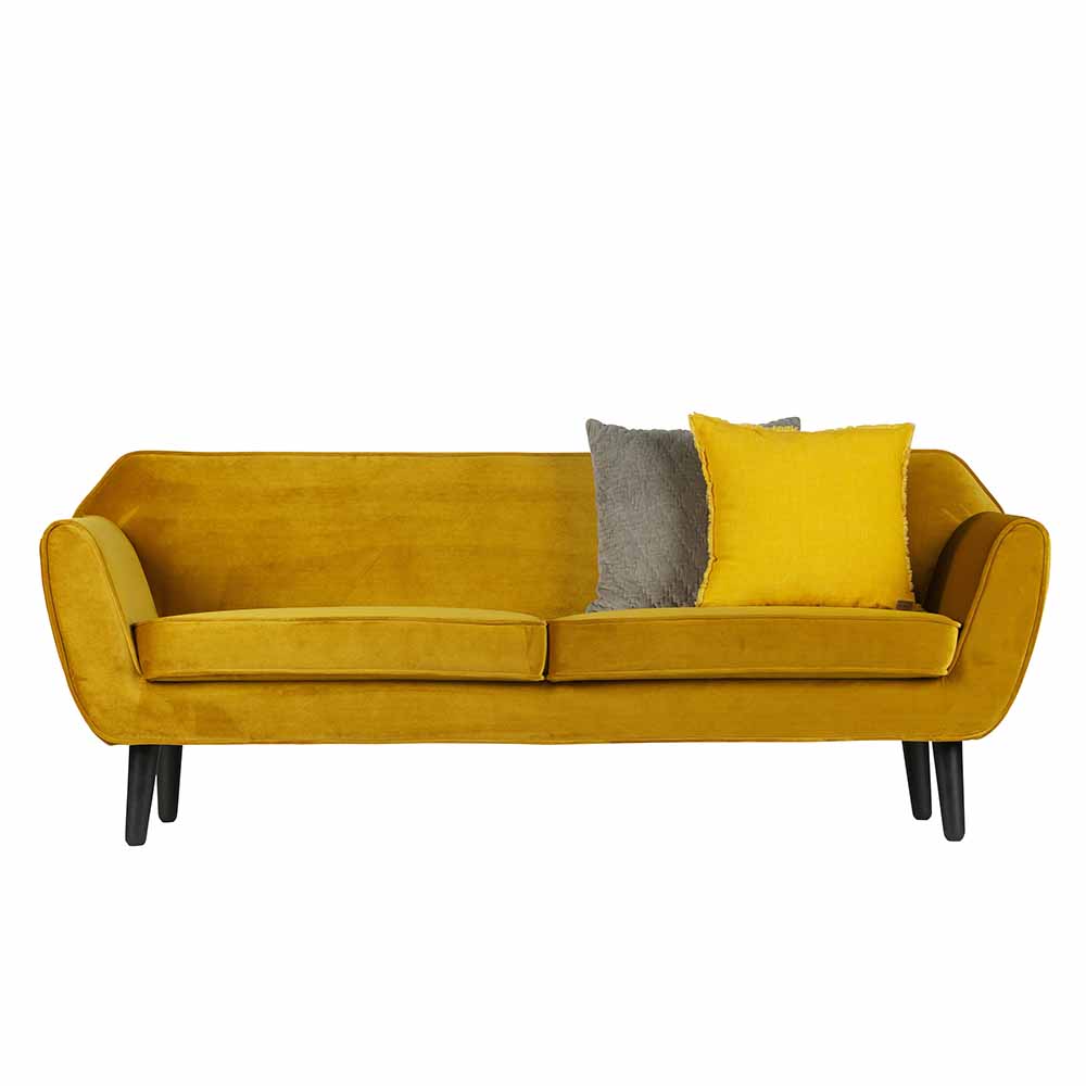 Mid Century Sofa Sempre in Samt gelb