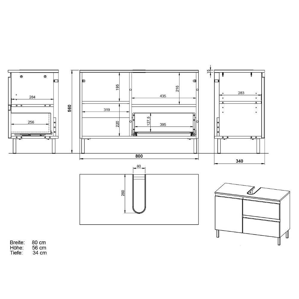 80 cm Waschbeckenschrank in Wildeiche NB - Vignus