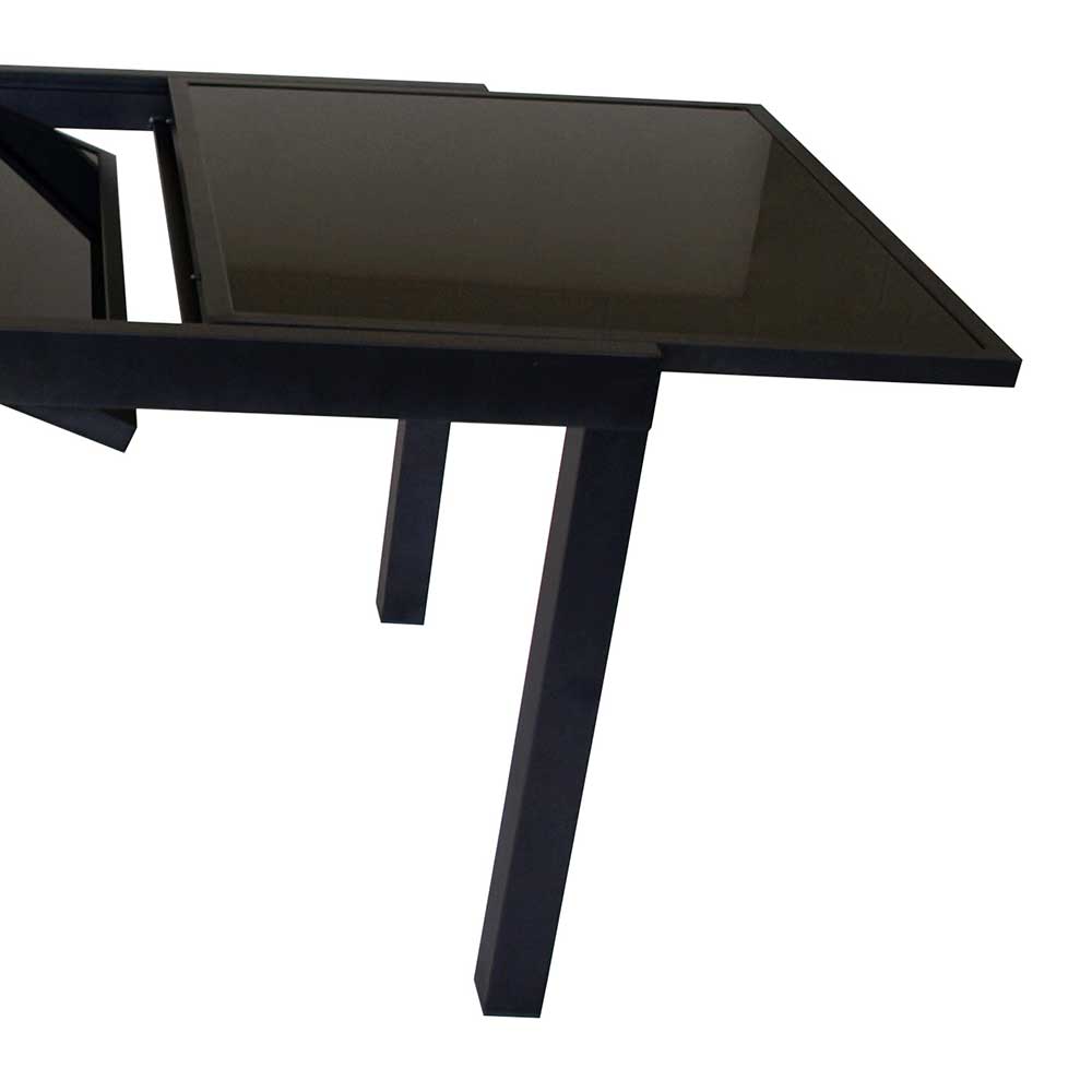 Schwarzer Gartentisch aus Aluminium & Glas - Chiano