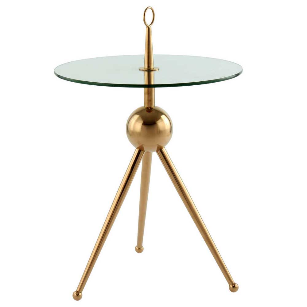 Glas-Beistelltisch mit Gestell in Rosegold - Brossinai