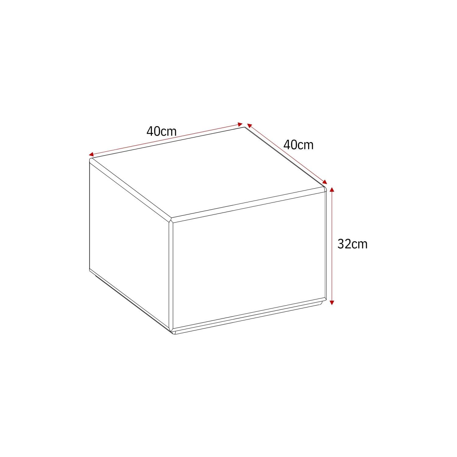 Quadratischer Satztisch in Cremefarbe mit Maßen 40x40x32cm – Carloletta