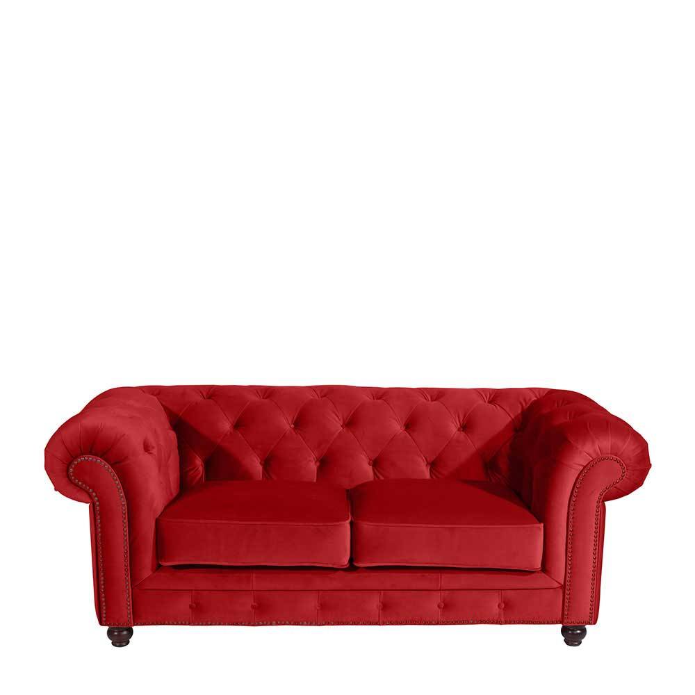 Rotes Zweisitzer Sofa im Chesterfield Design - Cebaza