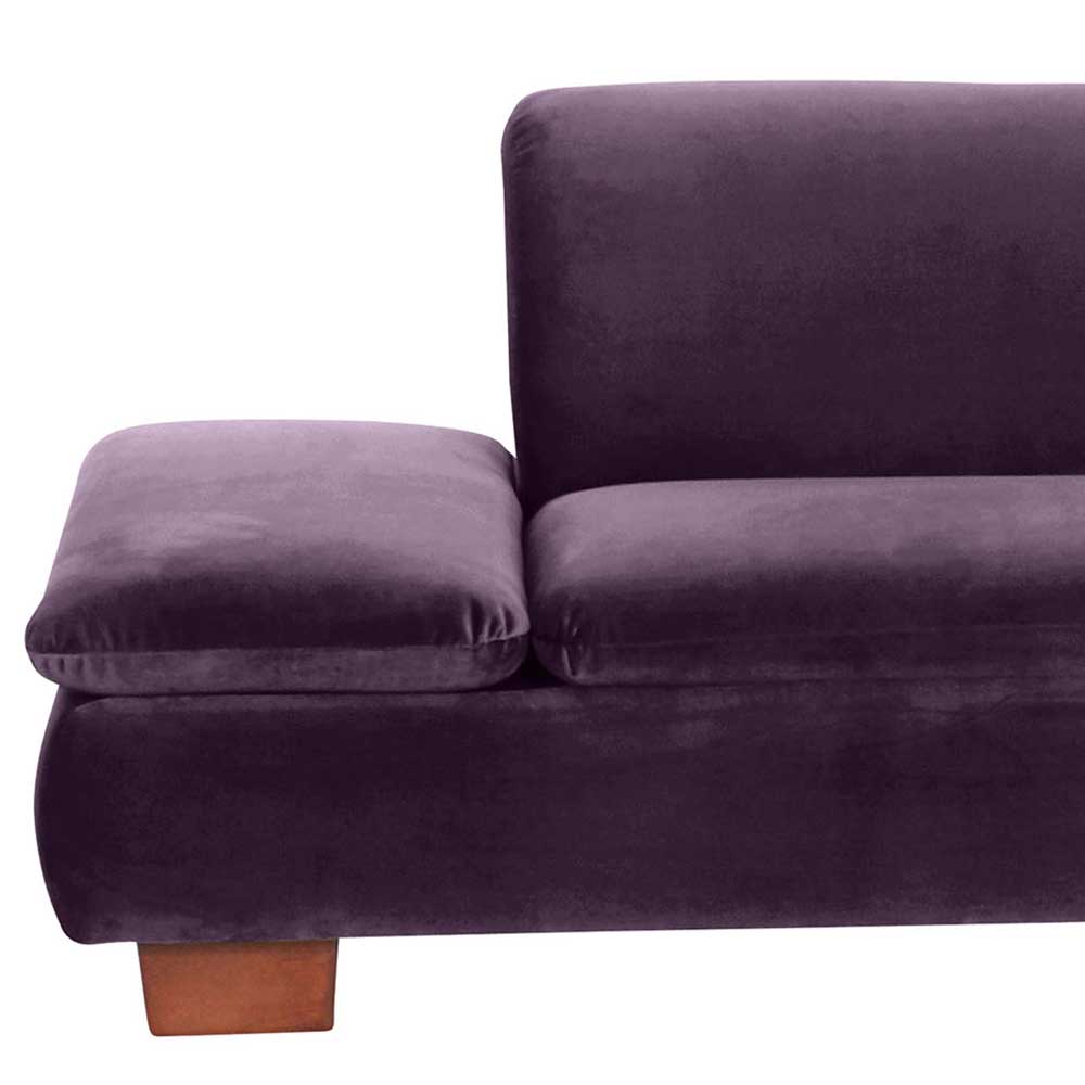 Ecksofa in Dunkellila mit Nussbaum Braun - Babahira