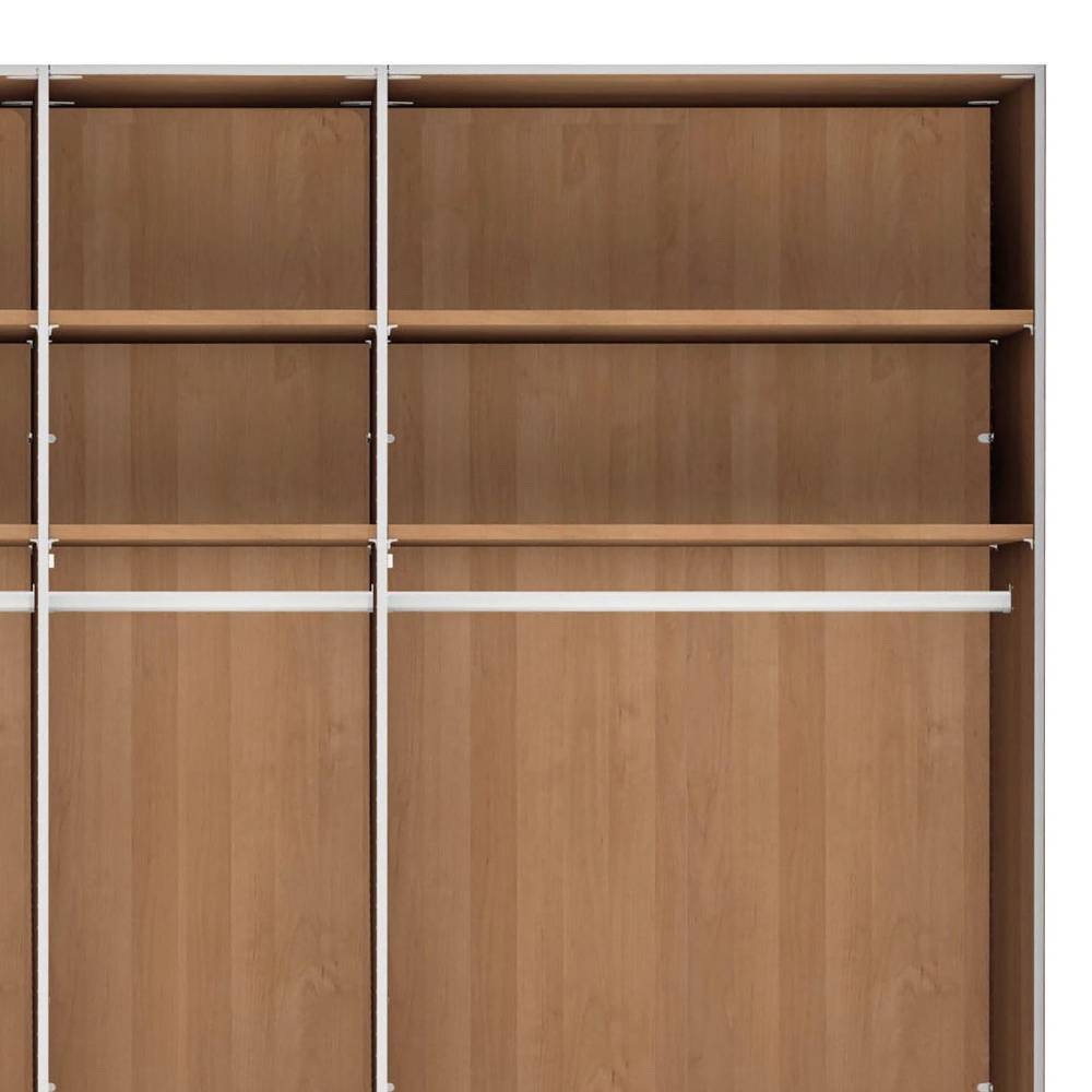 7-türiger Schlafzimmerschrank mit Glas in Weiß - Crucav