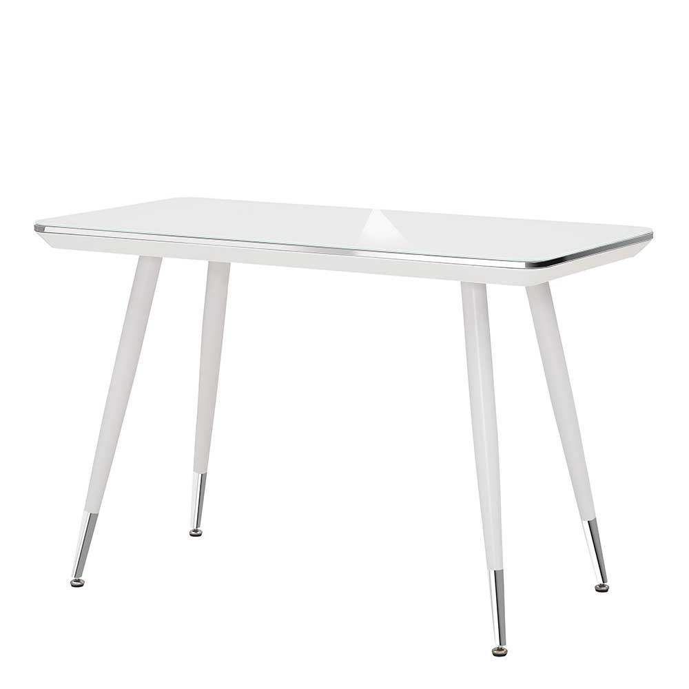 Designer Schreibtisch aus Weißglas mit Chrom - Citowas