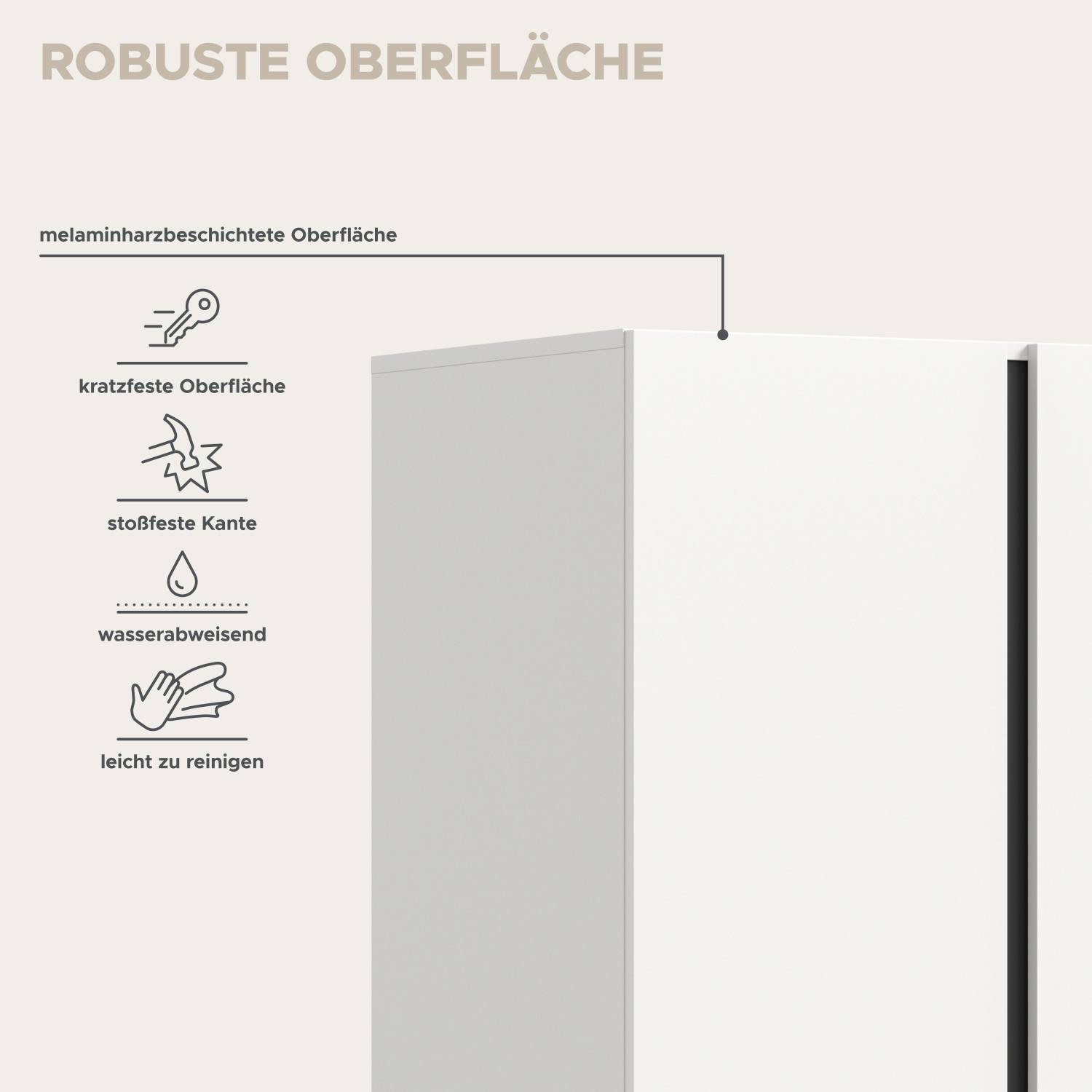 Robuster Bad Hochschrank mit kratzfester, stoßfester und wasserabweisender Oberfläche – Carina
