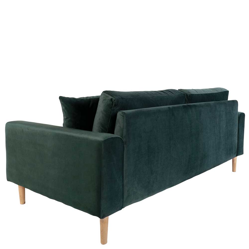 180x76x93 Samt Wohnzimmercouch in Dunkelgrün - Secilia