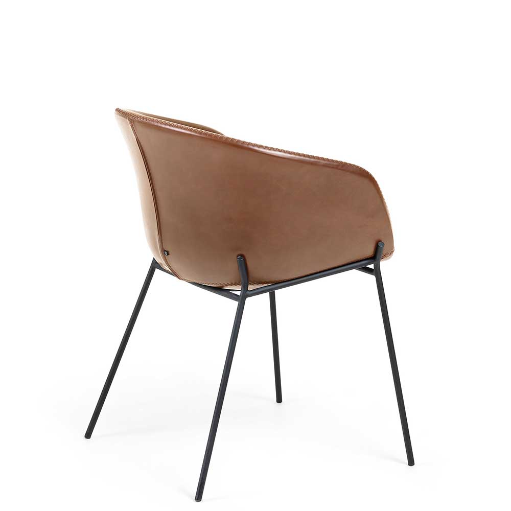 Toller Tisch Sessel in Braun Kunstleder - Plurana