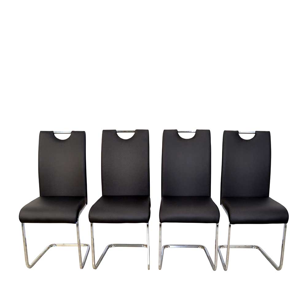 Schwarze Kunstleder Stühle mit Schwinggestell - Taranta (4er Set)