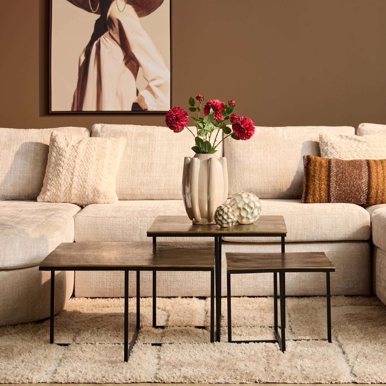 Metall Couchtisch in Bronze-Optik - Maragas