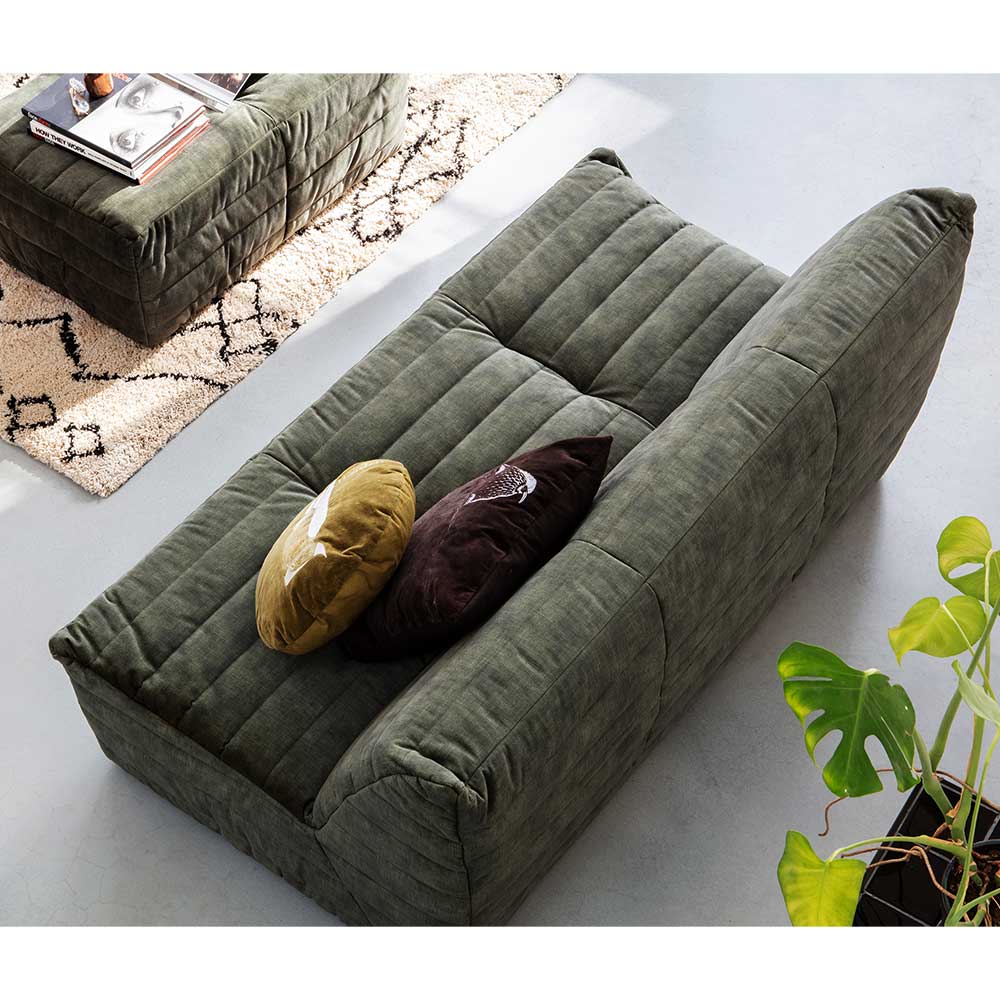 Dunkelgrüne Samt Couch ohne Armlehnen - Atrios
