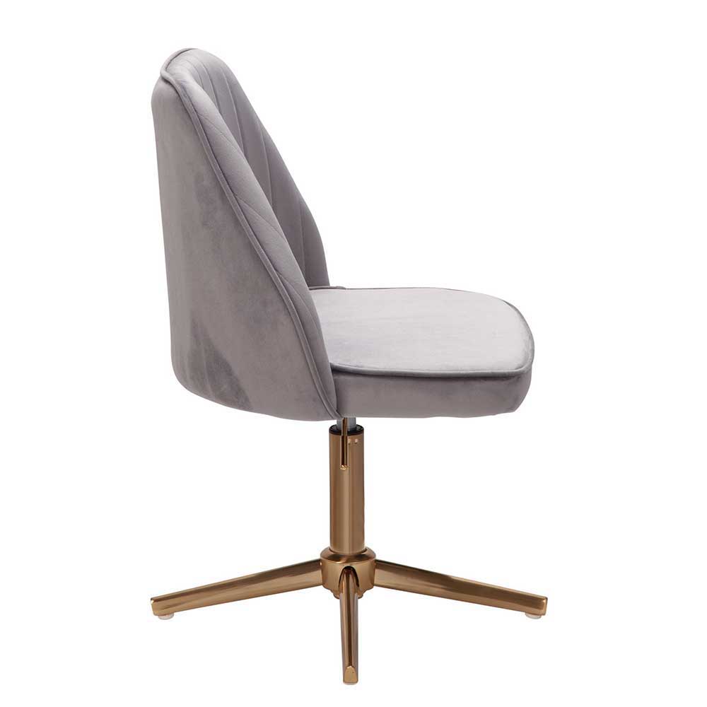 Eleganter Schreibtisch Drehstuhl in Grau Samt - Cessma