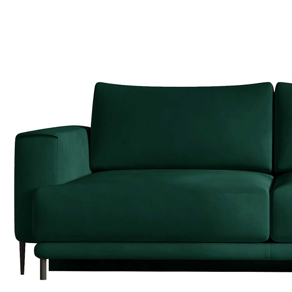 Velours-Couch in Dunkelgrün mit Bettfunktion - Shipper