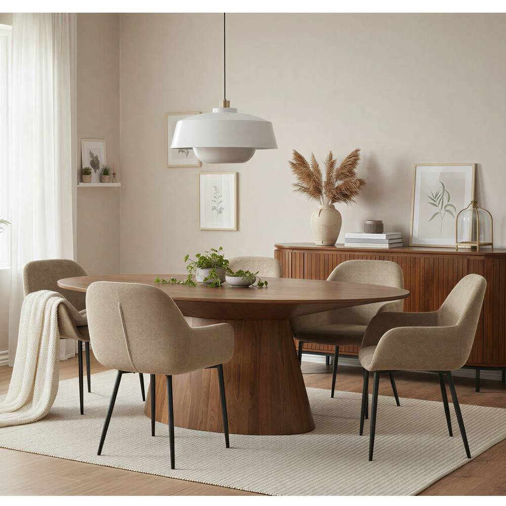 Ovale Esstischgruppe modern - Galadira (siebenteilig)