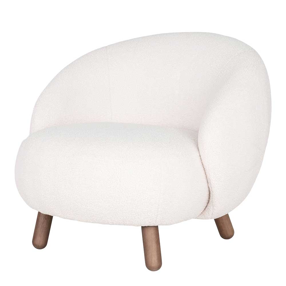Design Sessel in Offwhite Lammfell Stoff - Tirol