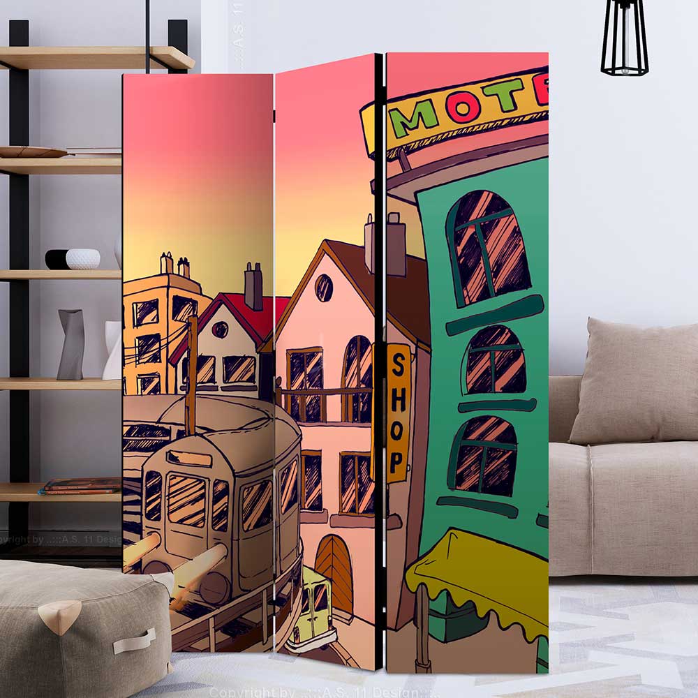 Comic Motiv Paravent mit Stadt Ansicht - Barna