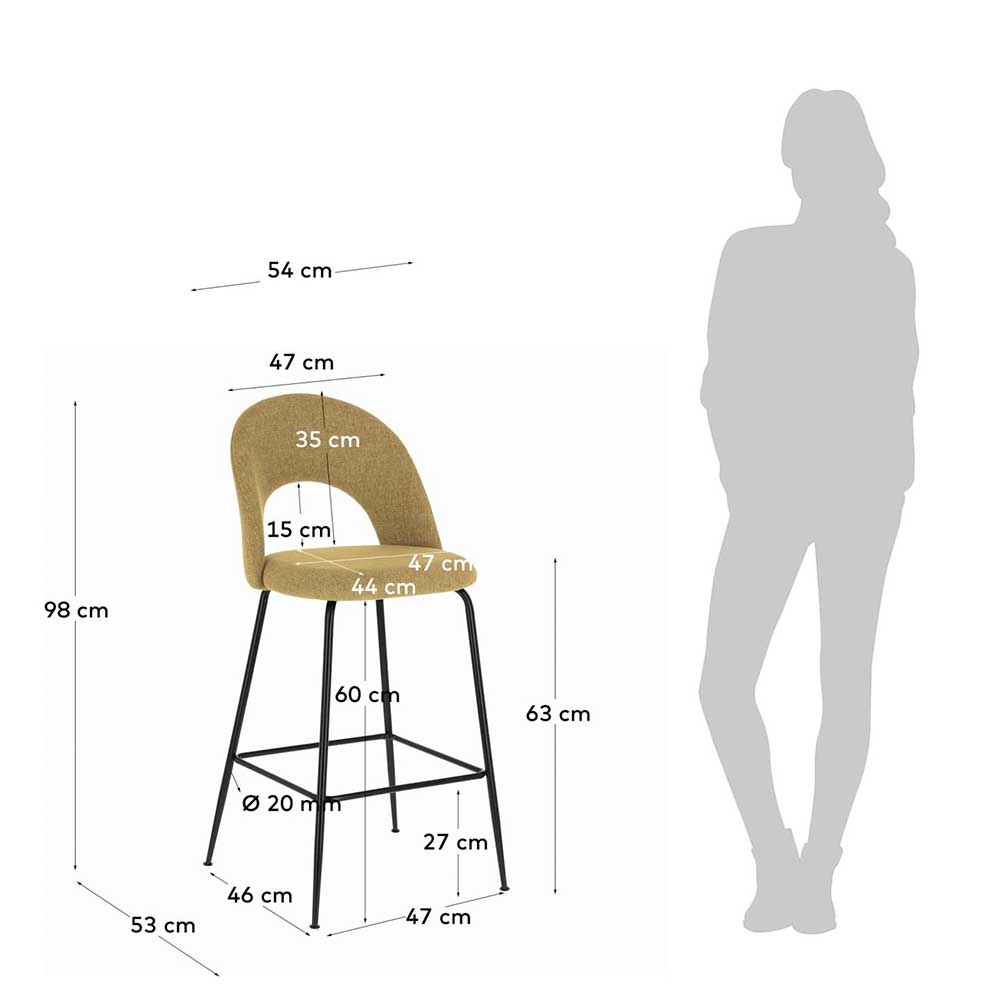 Design Barstühle in Gelb Stoff - Camlary (4er Set)