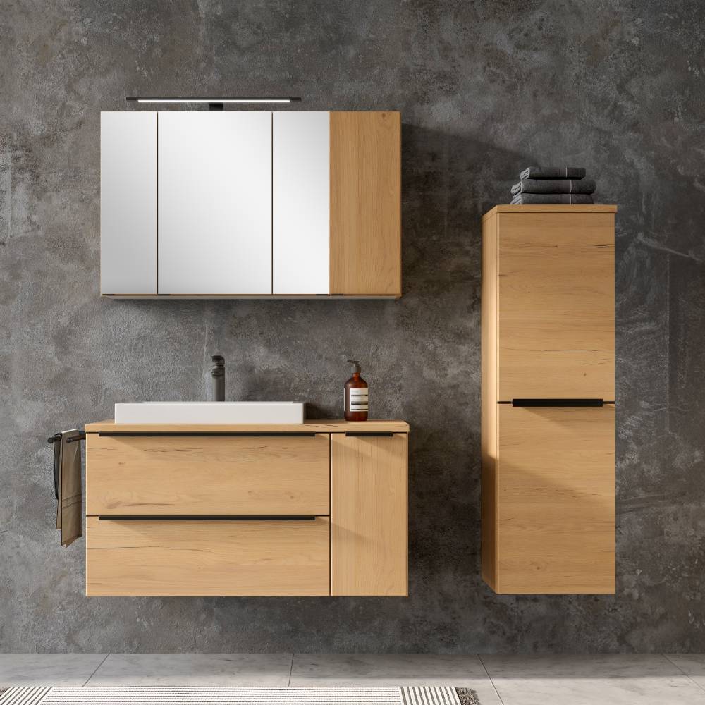 Badezimmer Möbelset in Wildeiche Optik - Jawa (dreiteilig)