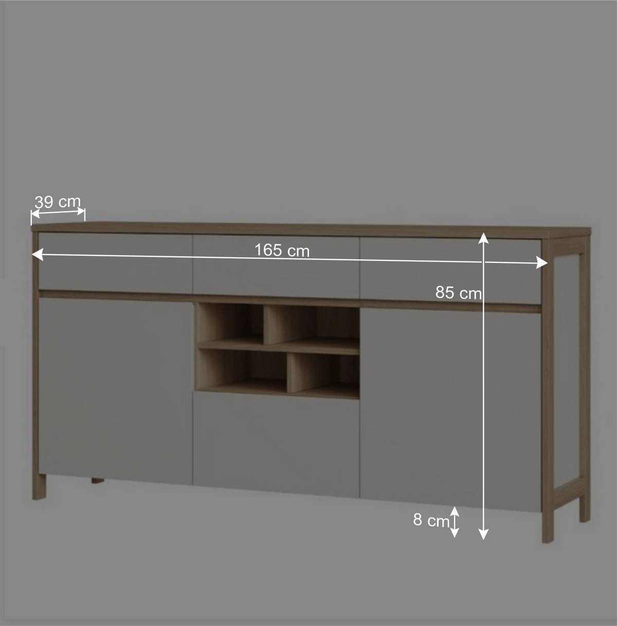 Skandi Sideboard in Weiß und Eiche Dekor - Ovidio