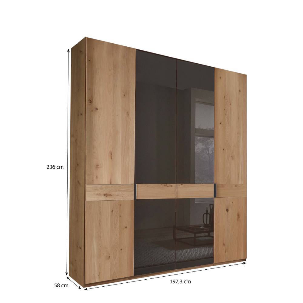 4-türiger Schlafzimmerschrank in Eiche Bianco - Vutonia
