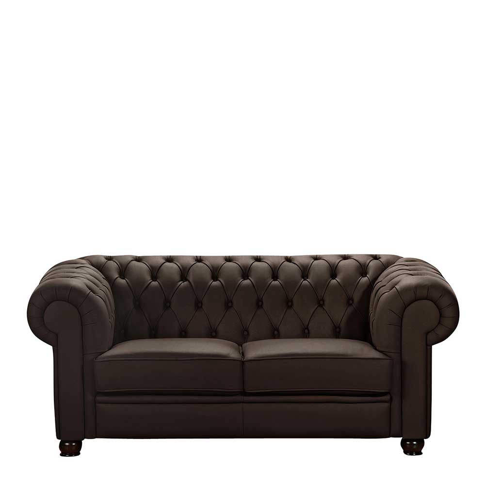 Sofa im Chesterfield Look in Braun - Fradenca
